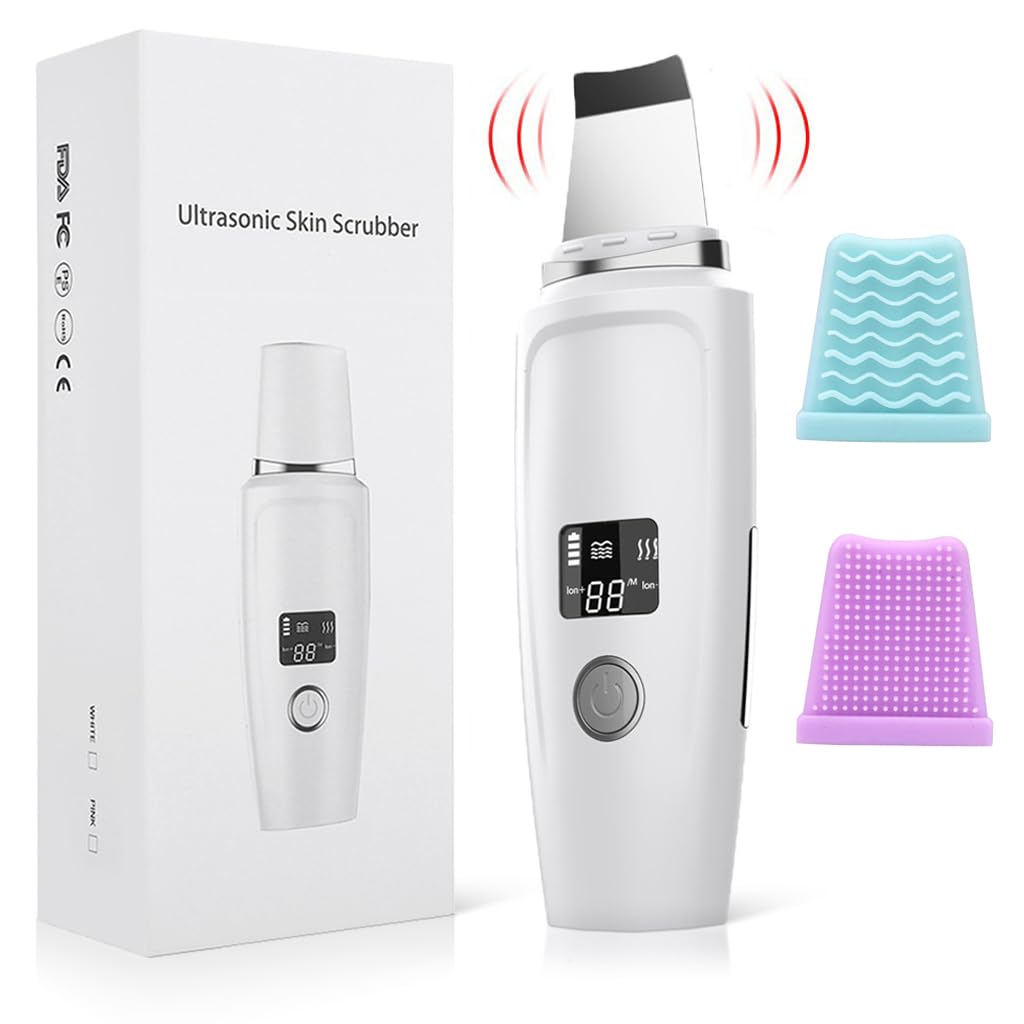 HANNEA Skin Scrubber Blackhead Remover Tool Ultrasonic Facial Cleaner Massager Machine Skin Scraper USB Rechargable 4 Modes Skin Spatul with LCD HANNEA Skin Scrubber Blackhead Remover Tool Ultrasonic Facial Cleaner Massager Machine Skin Scraper USB Rechargable 4 Modes Skin Spatul with LCD